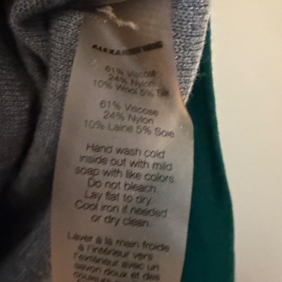 T by Alexander Wang Grey & Green Color Block Sweater - Picture 6 of 6